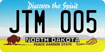 ND license plate JTM005