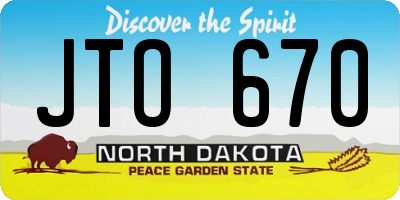ND license plate JTO670
