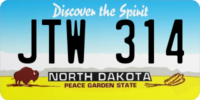 ND license plate JTW314