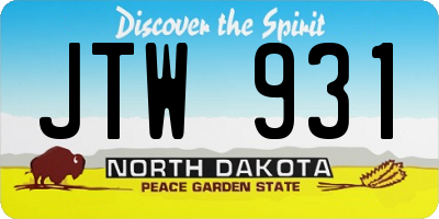 ND license plate JTW931