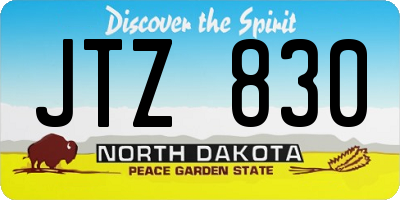 ND license plate JTZ830