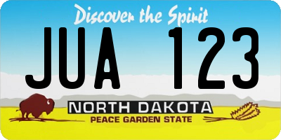 ND license plate JUA123