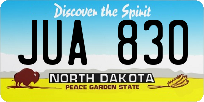 ND license plate JUA830