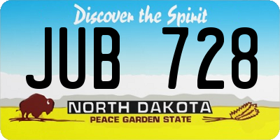 ND license plate JUB728