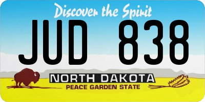 ND license plate JUD838