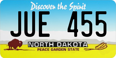 ND license plate JUE455