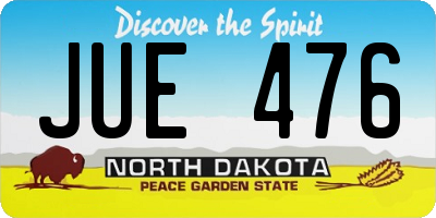 ND license plate JUE476