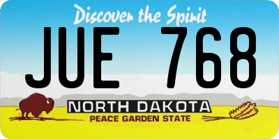 ND license plate JUE768