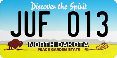ND license plate JUF013