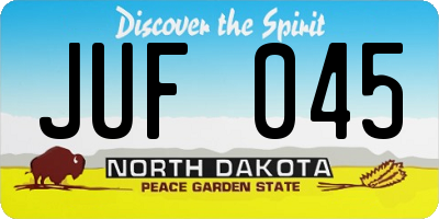 ND license plate JUF045