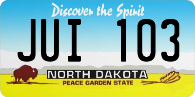 ND license plate JUI103