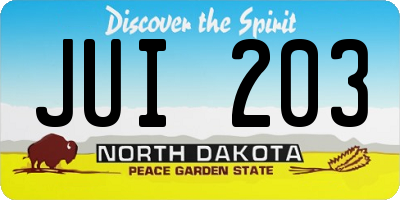 ND license plate JUI203