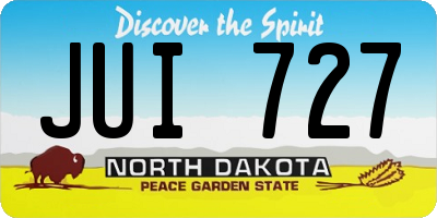 ND license plate JUI727