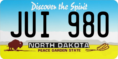 ND license plate JUI980