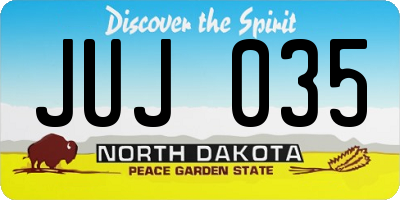 ND license plate JUJ035