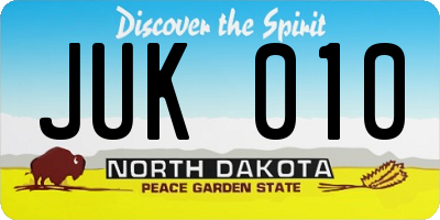 ND license plate JUK010