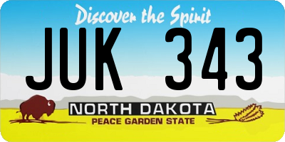 ND license plate JUK343