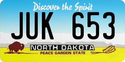 ND license plate JUK653
