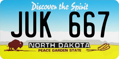 ND license plate JUK667