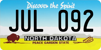 ND license plate JUL092
