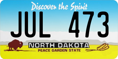 ND license plate JUL473
