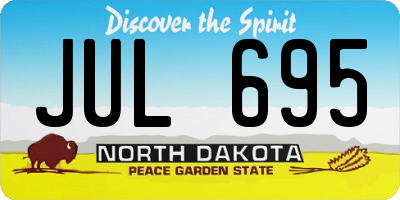 ND license plate JUL695