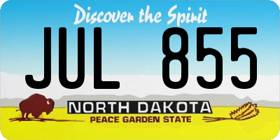 ND license plate JUL855