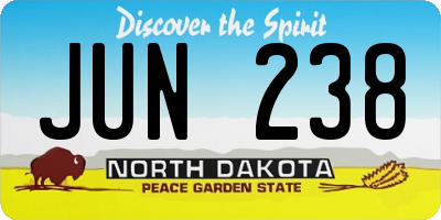 ND license plate JUN238
