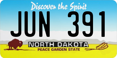 ND license plate JUN391