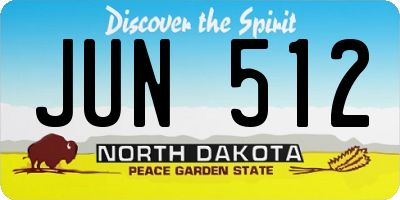 ND license plate JUN512