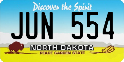 ND license plate JUN554