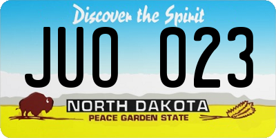 ND license plate JUO023