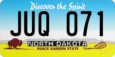 ND license plate JUQ071
