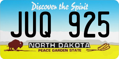 ND license plate JUQ925