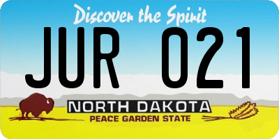ND license plate JUR021