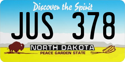 ND license plate JUS378