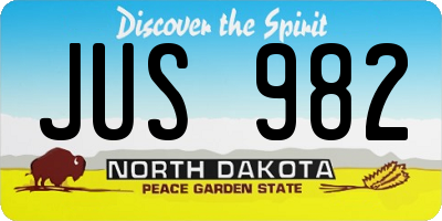 ND license plate JUS982