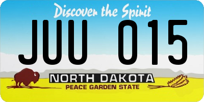 ND license plate JUU015