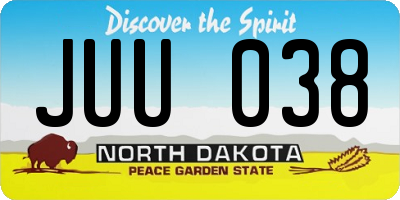 ND license plate JUU038
