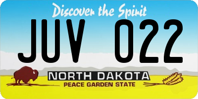 ND license plate JUV022