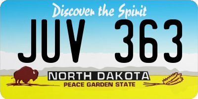 ND license plate JUV363