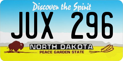ND license plate JUX296