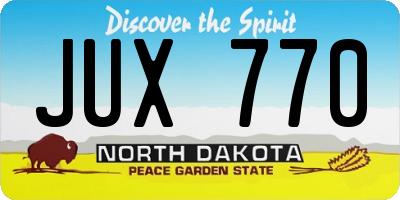 ND license plate JUX770