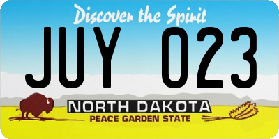 ND license plate JUY023