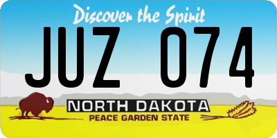 ND license plate JUZ074