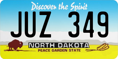 ND license plate JUZ349
