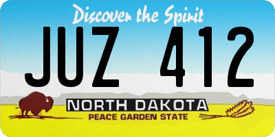 ND license plate JUZ412