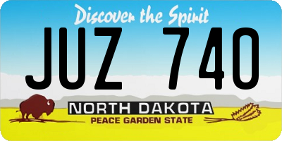 ND license plate JUZ740
