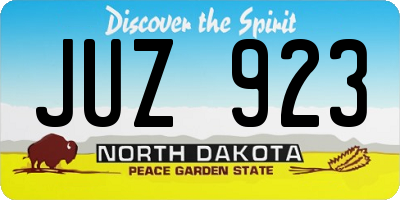 ND license plate JUZ923