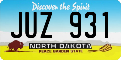 ND license plate JUZ931